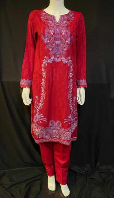 Sana Safinaz - Red Embroidered 2 Piece Suit